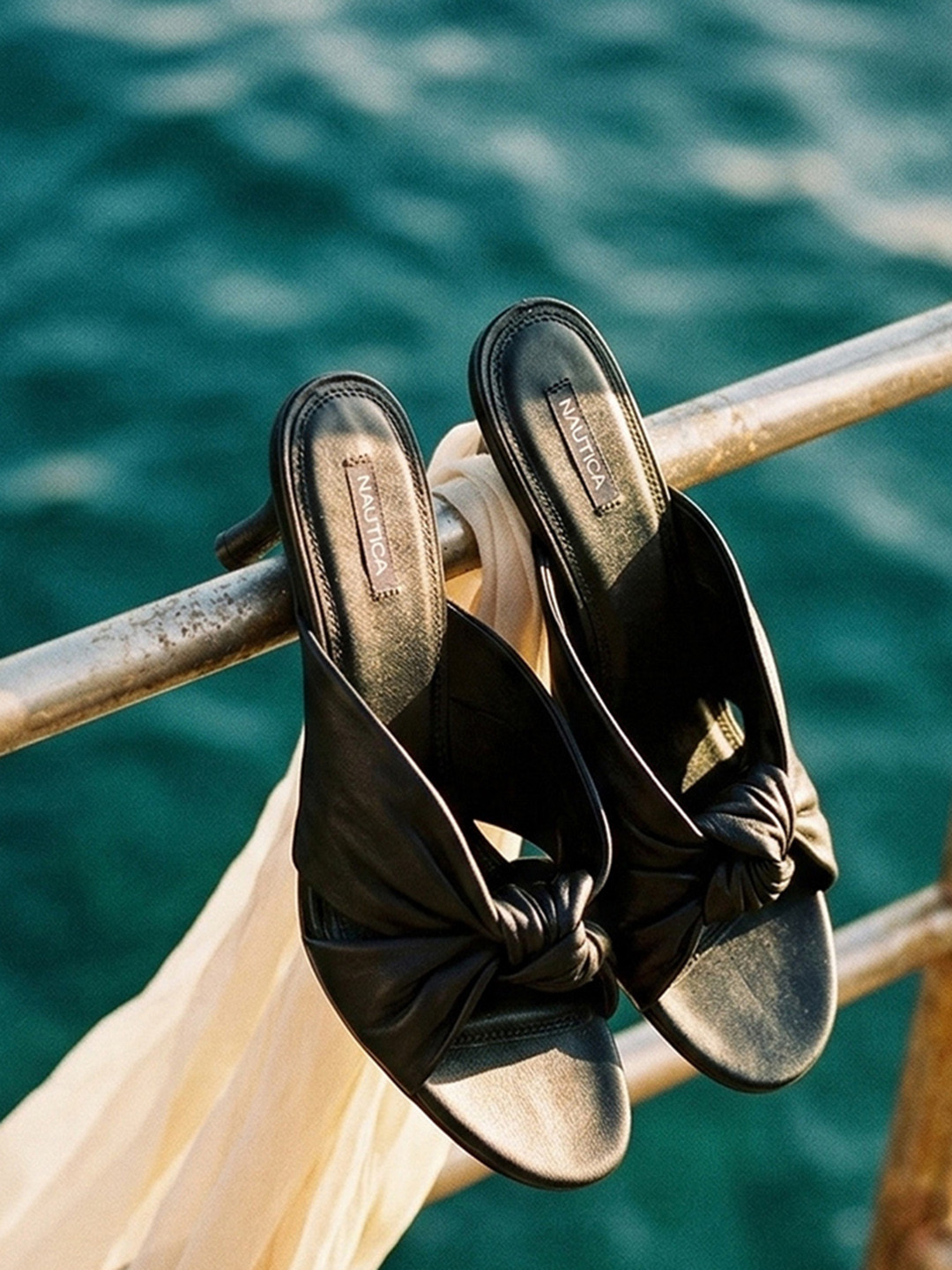 Nautica Slim Heeled Leather Sandals With Knot Detail