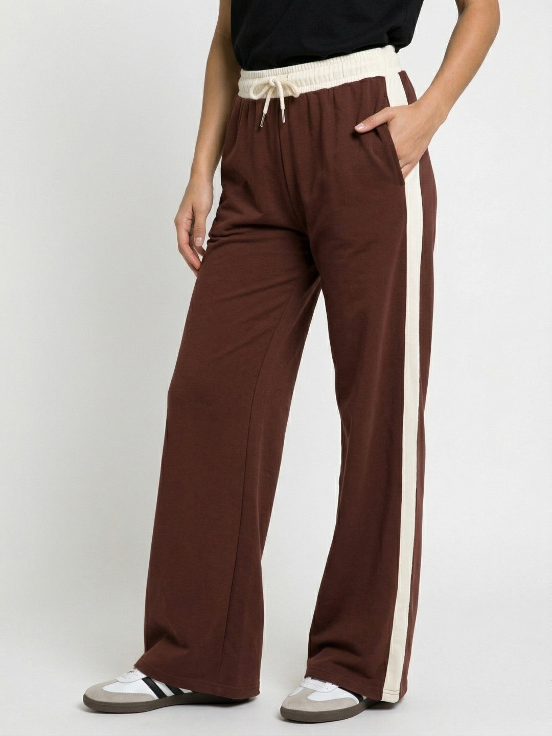 SPORT STREET by glitchez Women Wide Leg Track Pants with Side Stripes