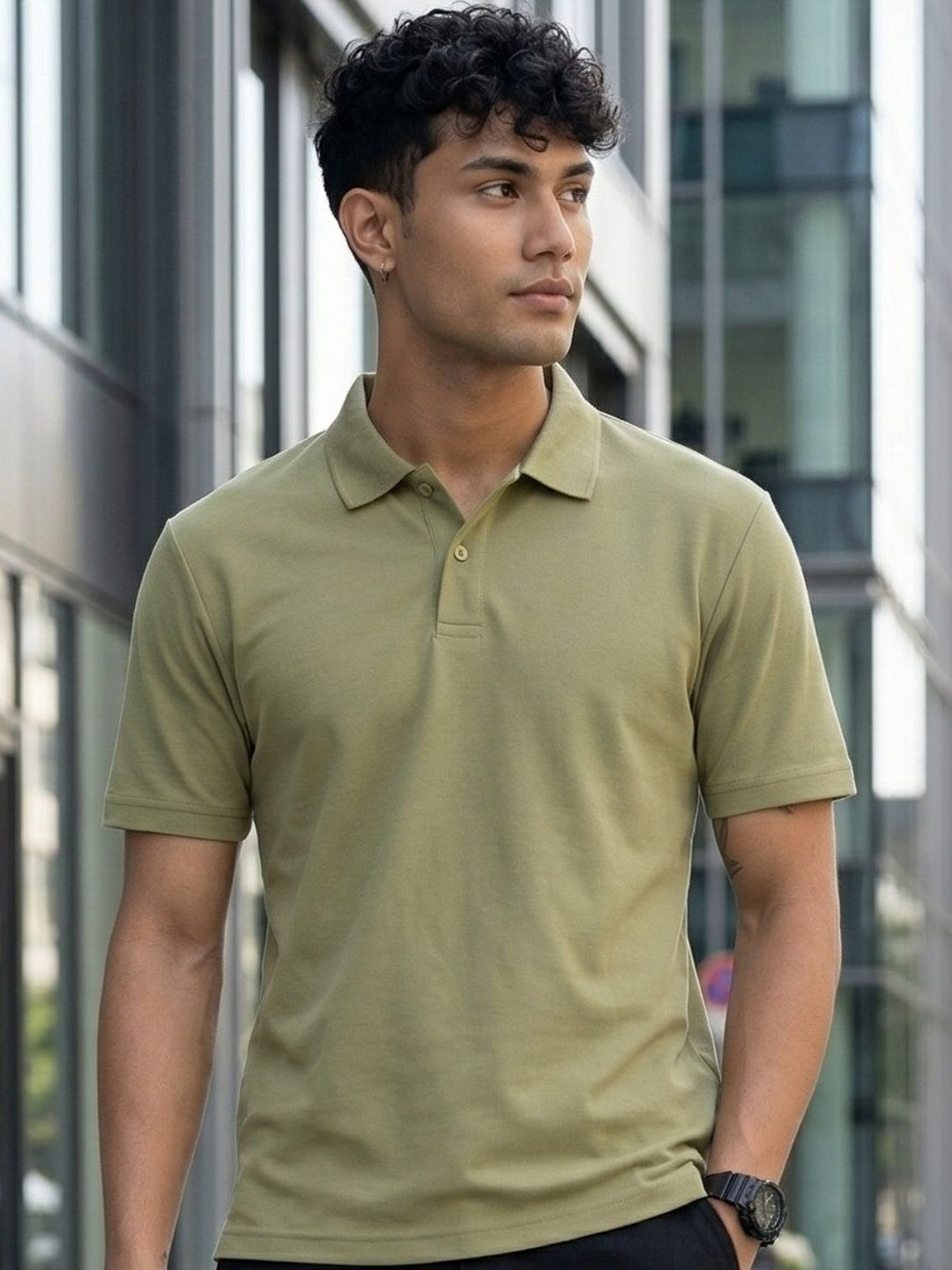 YONGE Men Polo Collar T-shirt