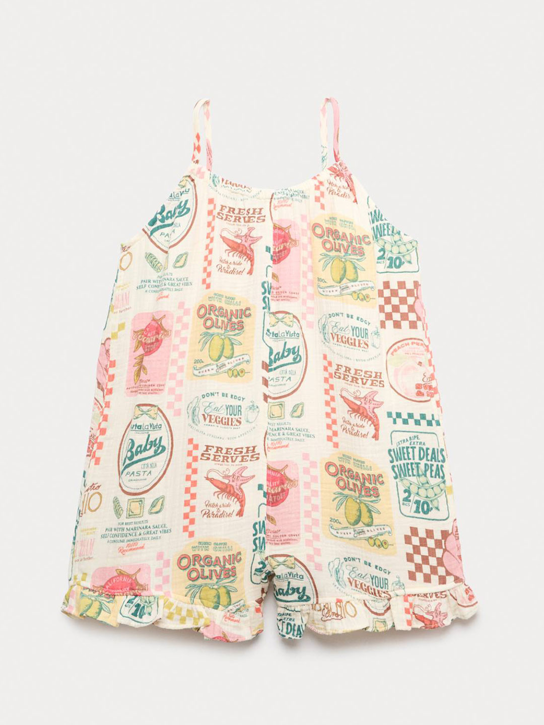 Marks & Spencer Girls Grocery Ruffle Hem Cotton Playsuit