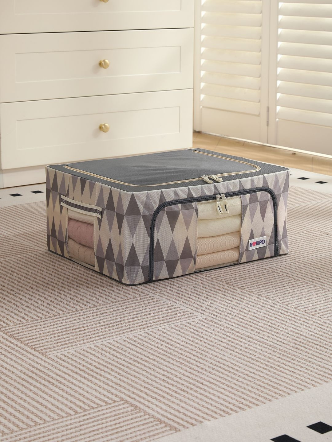 HOKIPO Ash Mirage 44L Clothes Storage Box 600D Oxford Fabric Pack of 1