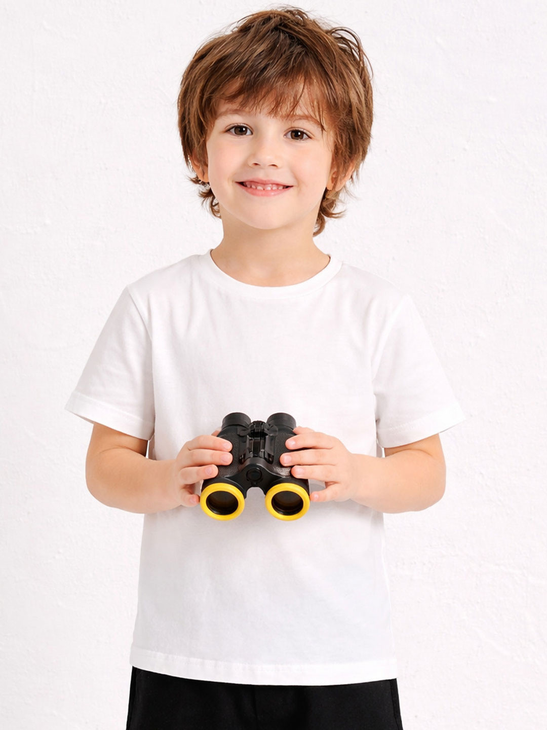 PockMAN Boys White Cotton Tshirts