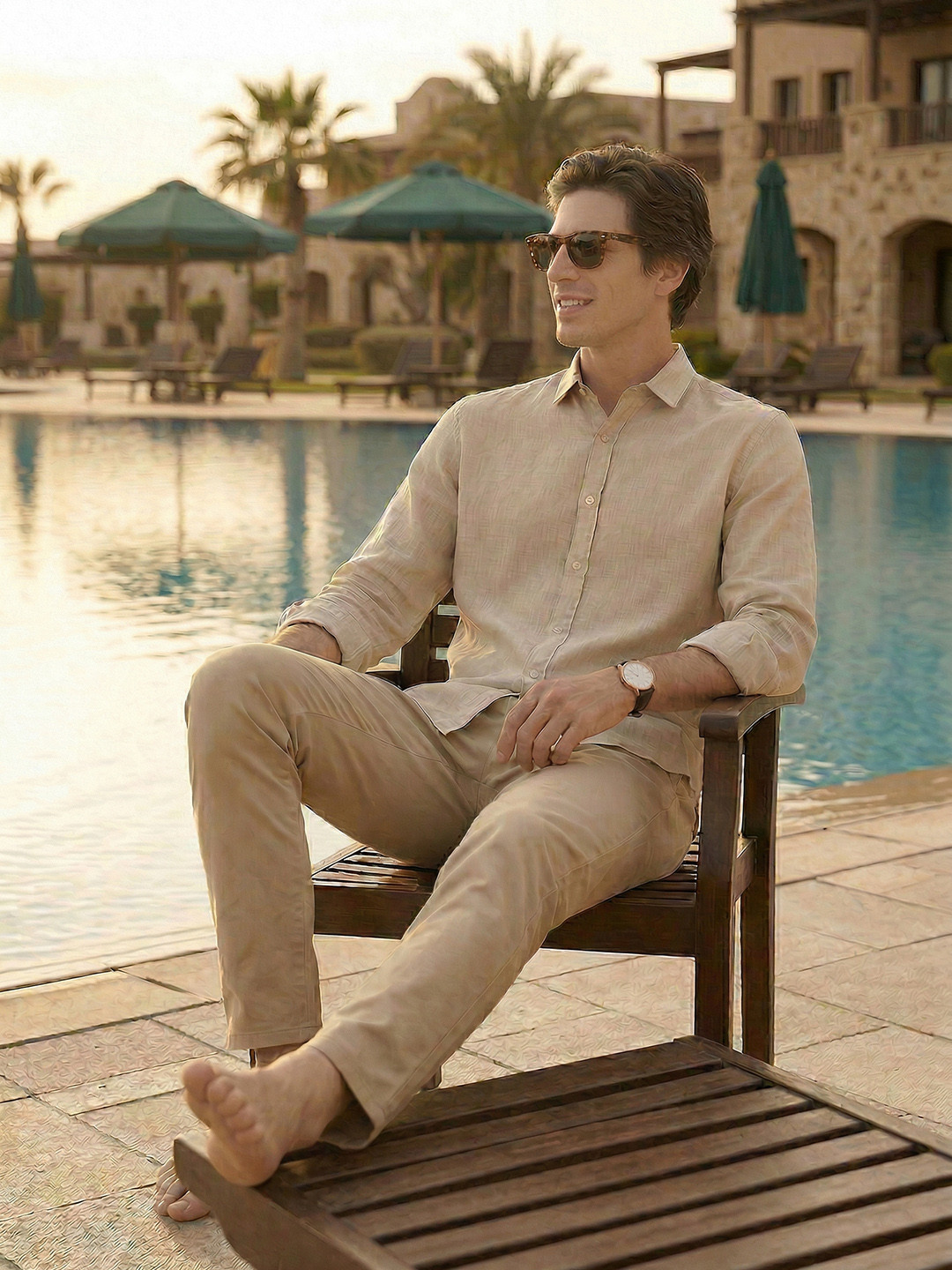 Mast & Harbour Slim Fit Pure Linen Casual Shirt