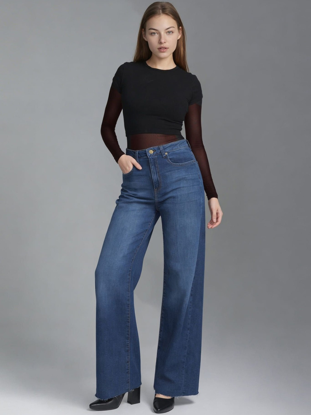 Flying Machine Women Dark Blue High-Rise Lightweight Stretchable Jeans