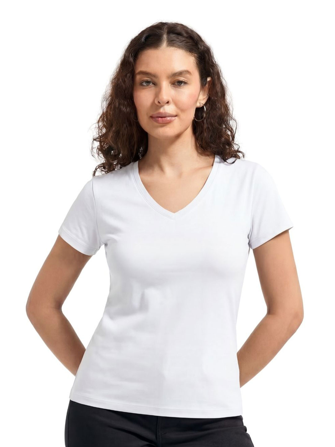 Wellbi Women Bamboo-Cotton  Soft Breathable UV Protection Odour Control V-Neck Tee