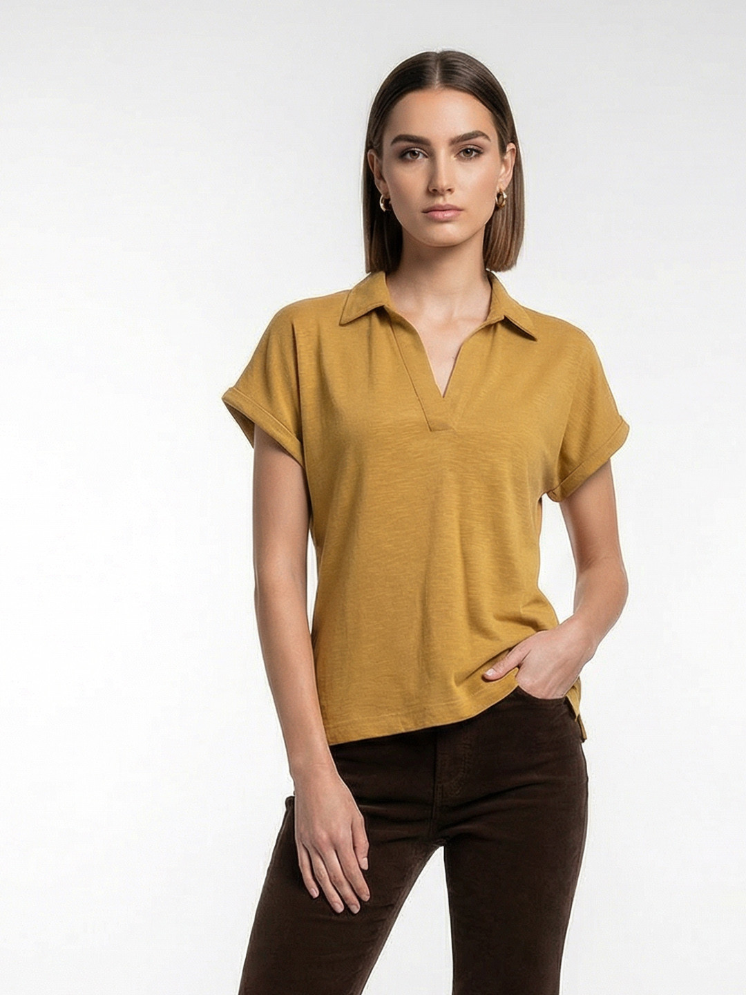 French Connection Shirt Collar Extended Sleeves Top