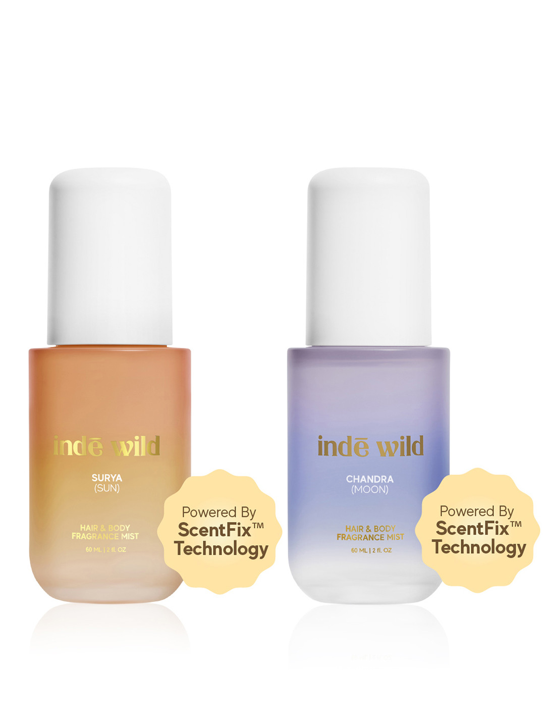 inde wild Women Set of Surya & Chandra Hair-Body Perfume Mist - 60 ml each
