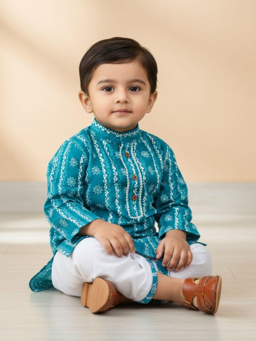 mustmom Boys Ethnic Motifs Printed Regular Kurta with Dhoti Pants Kurta Sets