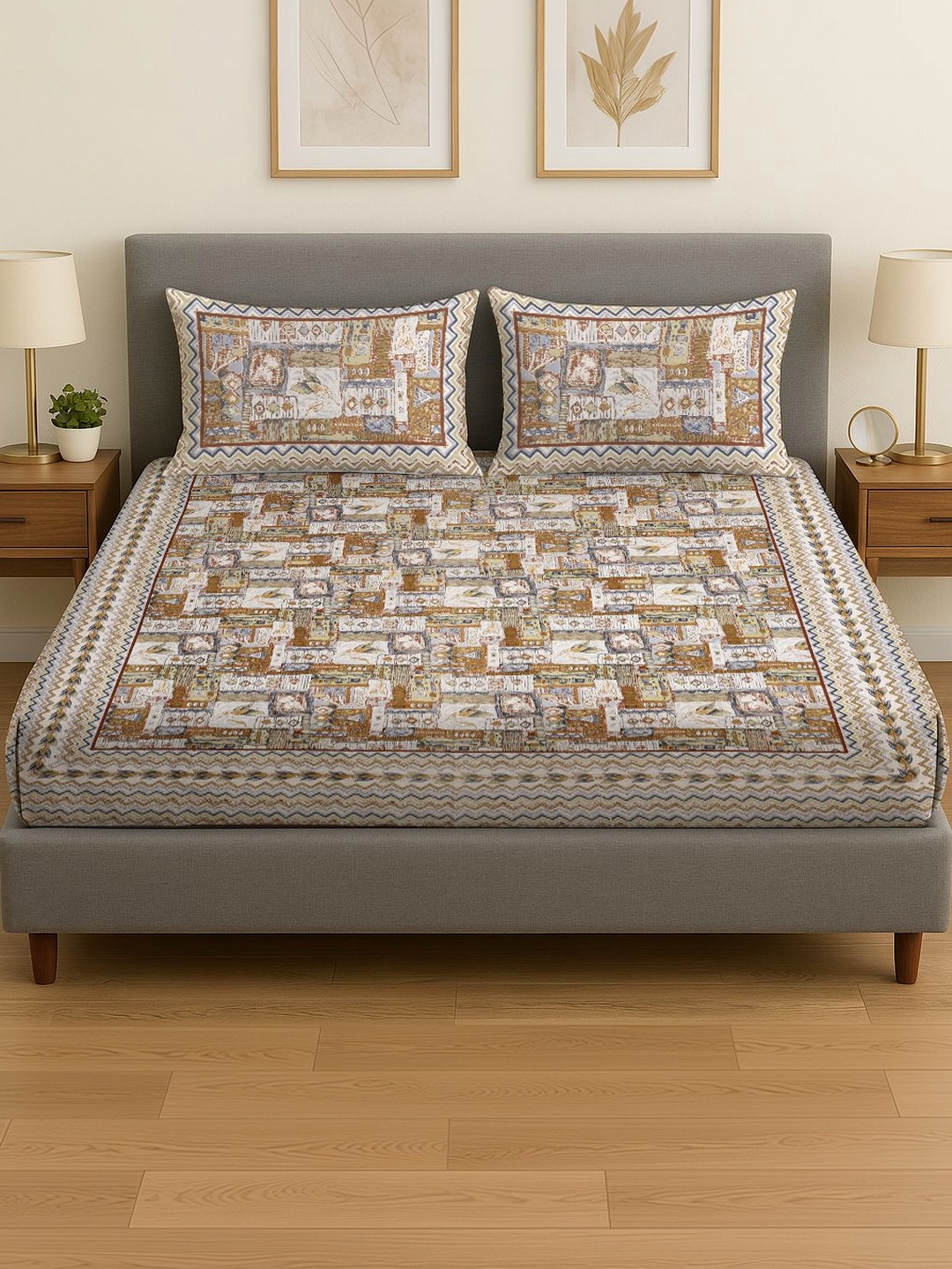 Spangle Green King Bedsheet with 2 Pillow Covers