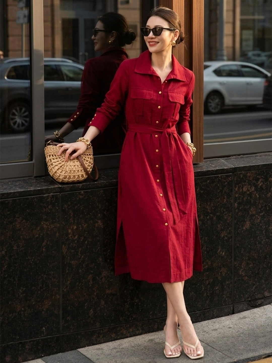 KUSHNI Shirt Midi Dress