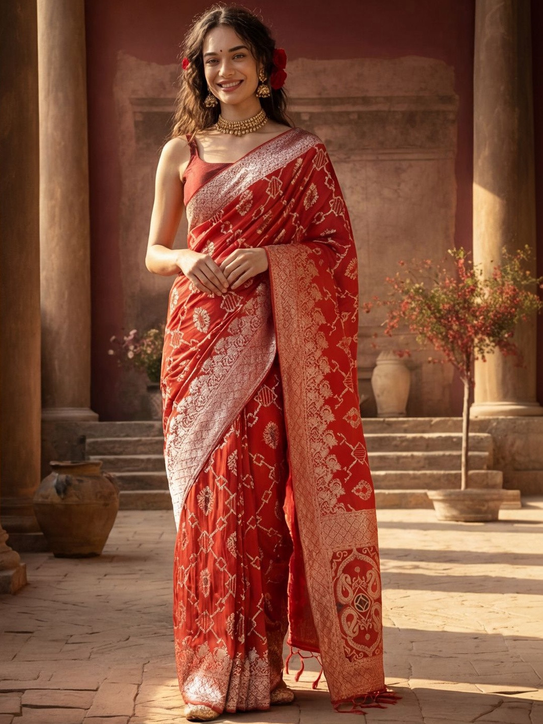 Mitera Woven Design Zari Silk Blend Designer Banarasi Saree