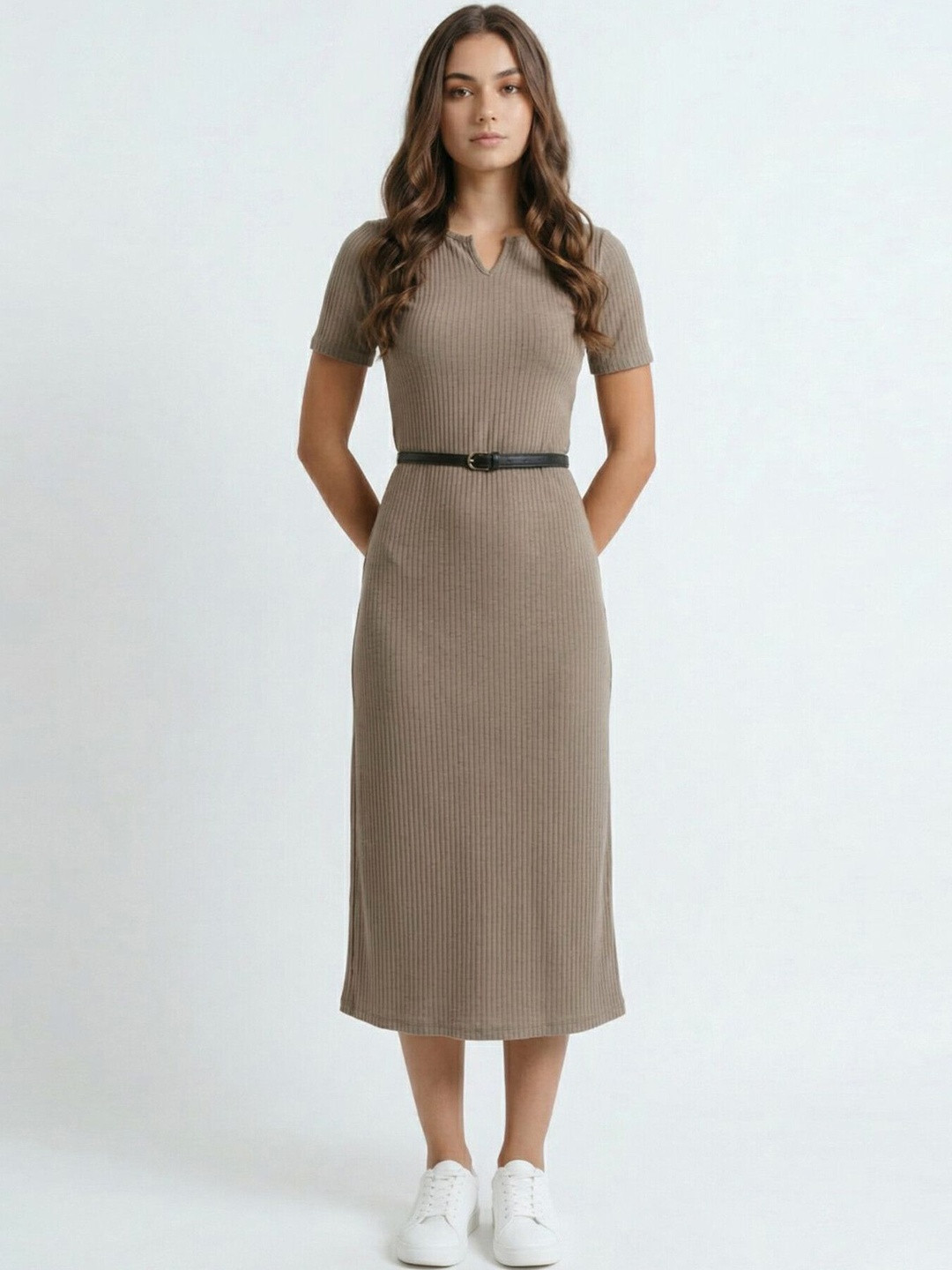 glitchez Fit & Flare Midi Dress With Belt