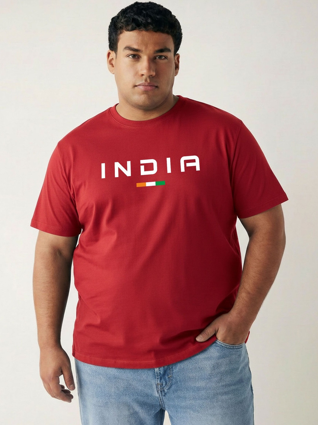 Toodle Plus Men Plus Size Printed Cotton Casual Regular Fit Half Sleeve T-Shirt