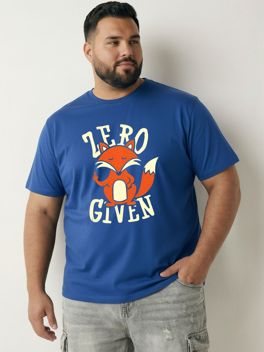 Toodle Plus Men Plus Size Printed Cotton Casual Regular Fit Half Sleeve T-Shirt