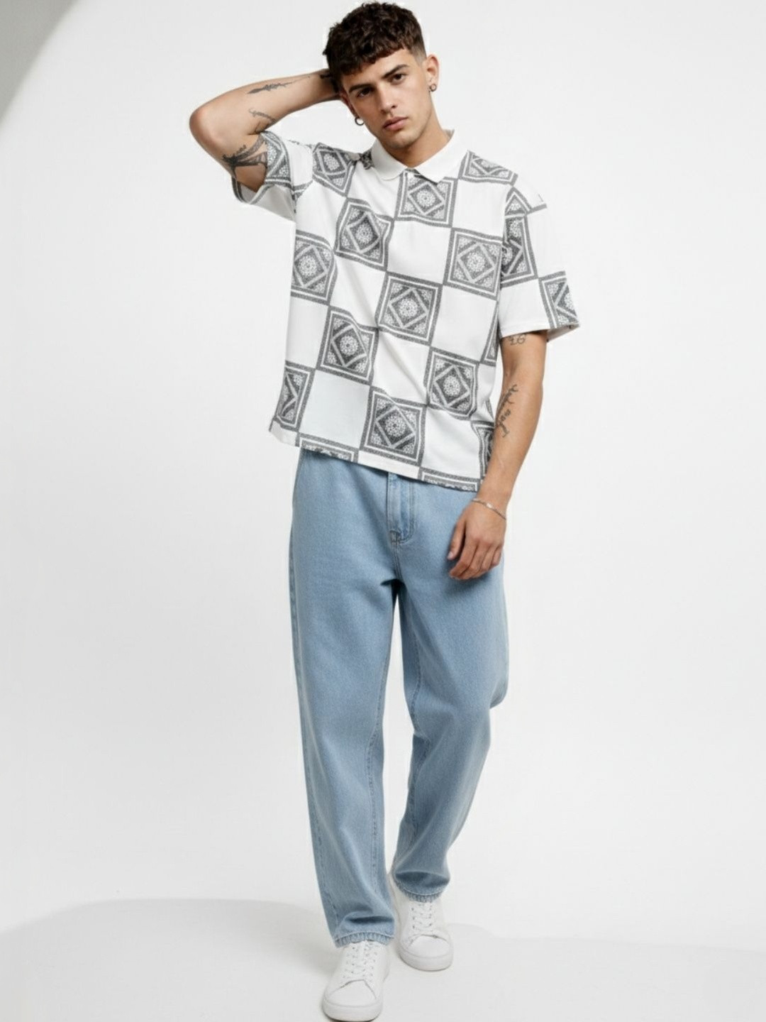 CLUB 44 Men Printed Polo Collar T-shirt
