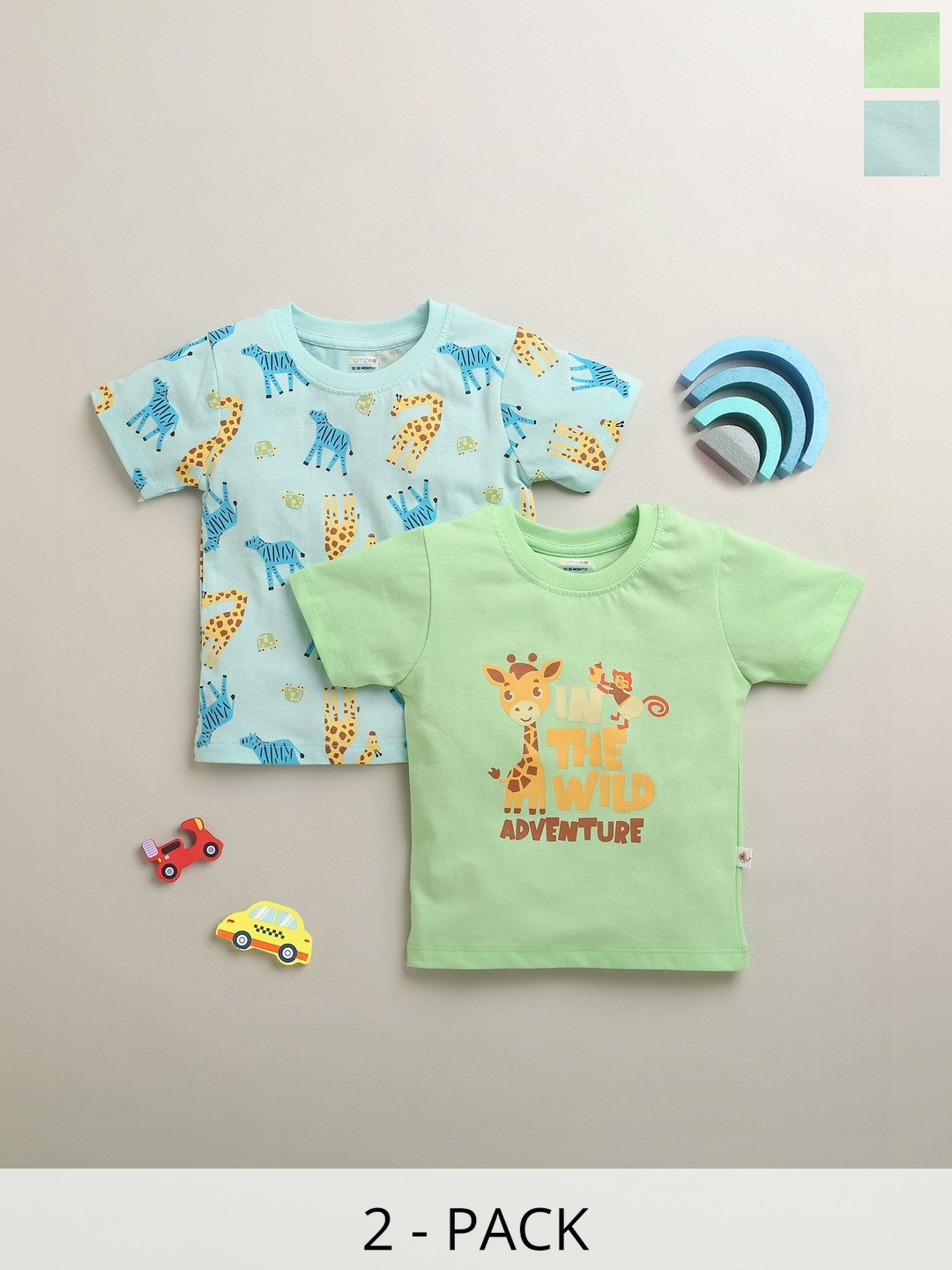 BUMZEE Boys Green Cotton Tshirts