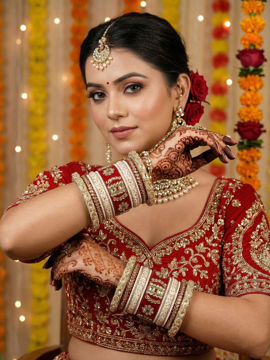 Wedding Chuda by Hitesh Bangle Gold-Plated Stone Studded & Beaded