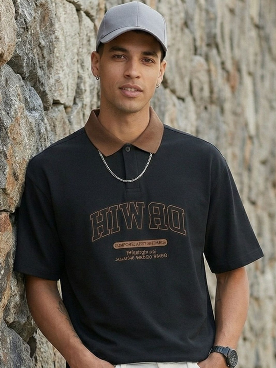 CLUB 44 Men Printed Polo Collar T-shirt