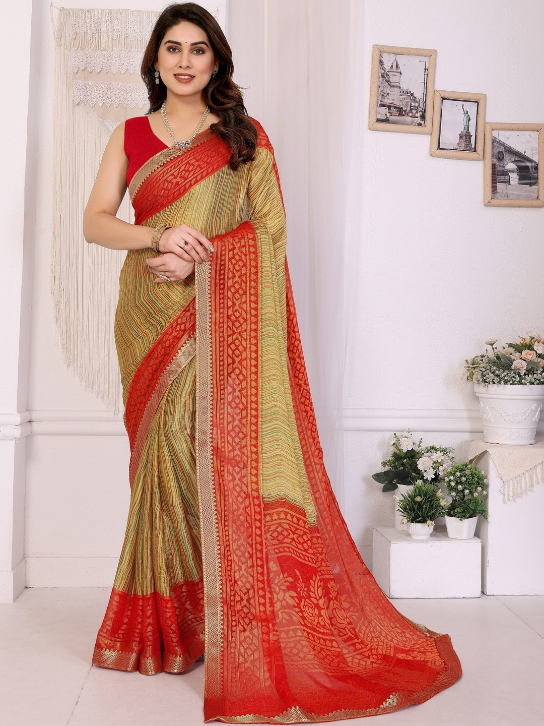 Sangria Printed Saree With Unstitched Blouse