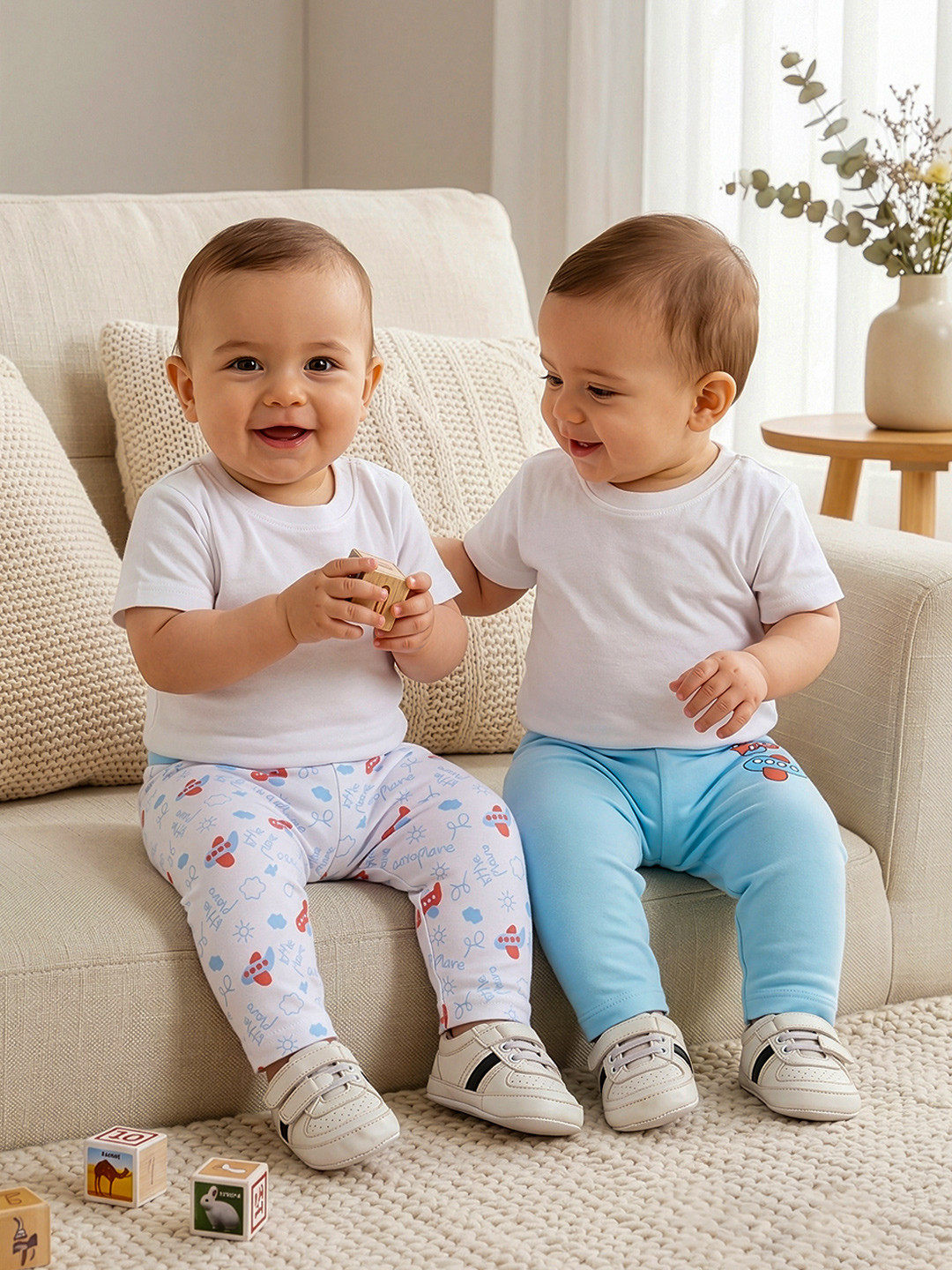 MeeMee Kids Pack Of 2 Printed Cotton Leggings