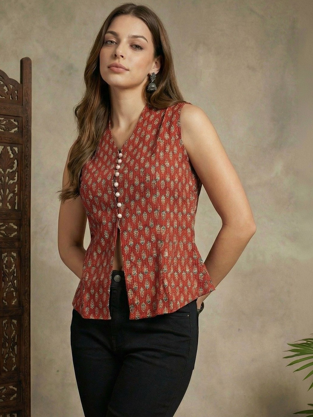VANSIRI Floral Print Cotton Crop Top