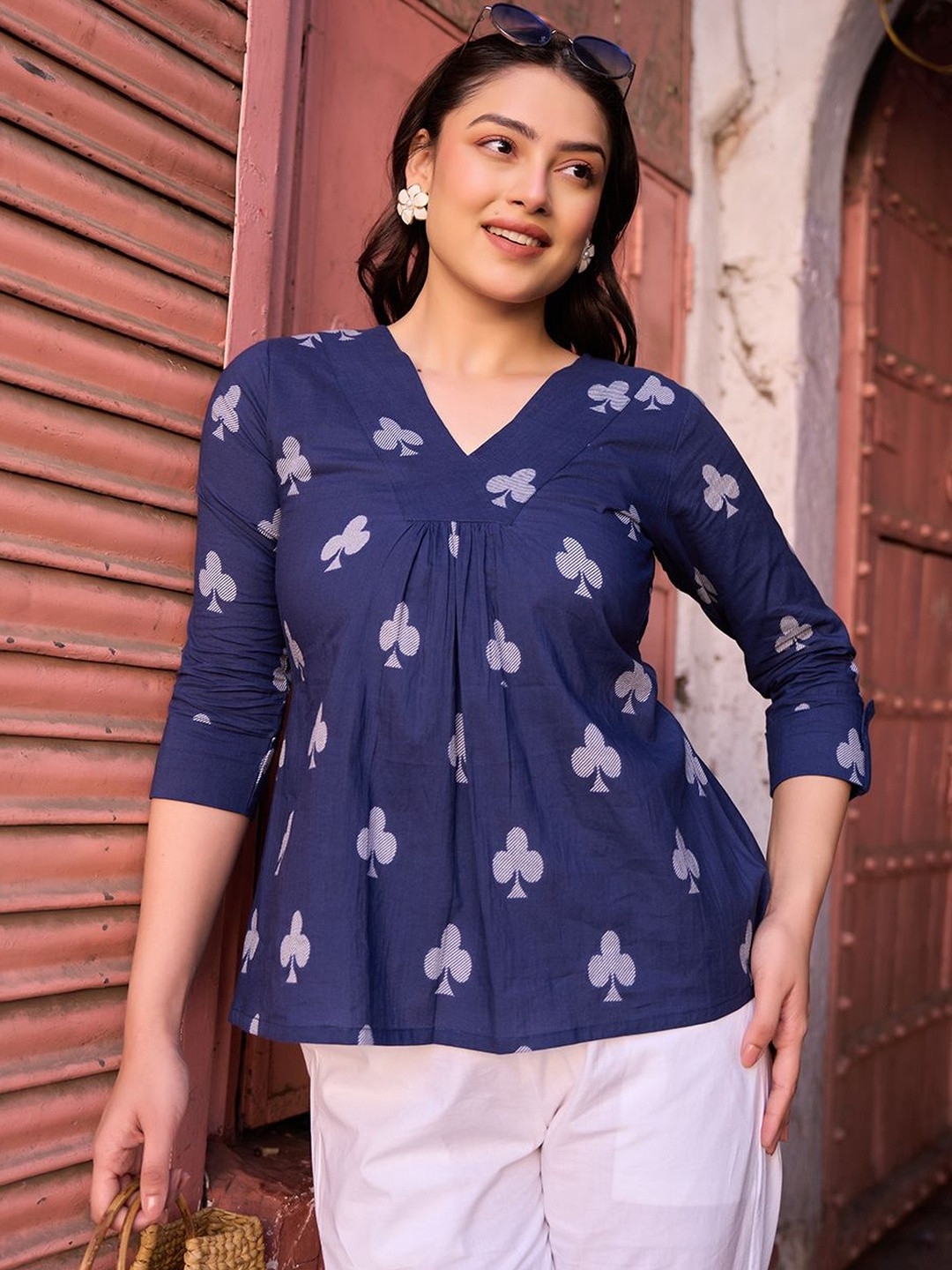 Yufta Print Ethnic Cotton Top