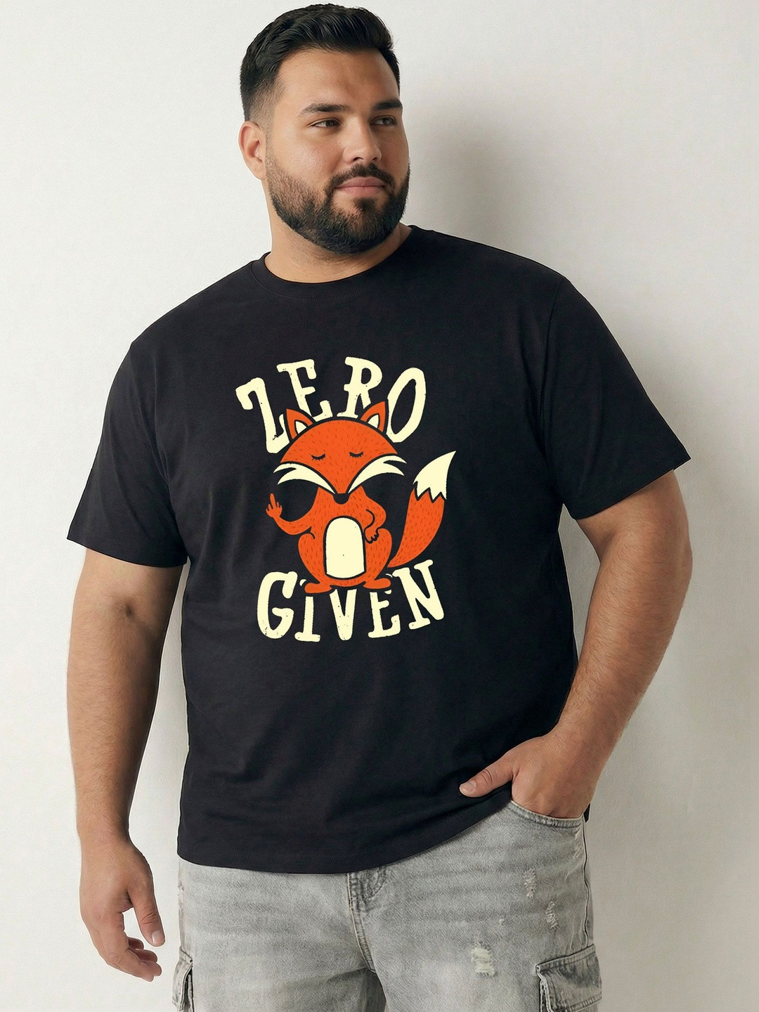Toodle Plus Men Plus Size Printed Cotton Casual Regular Fit Half Sleeve T-Shirt