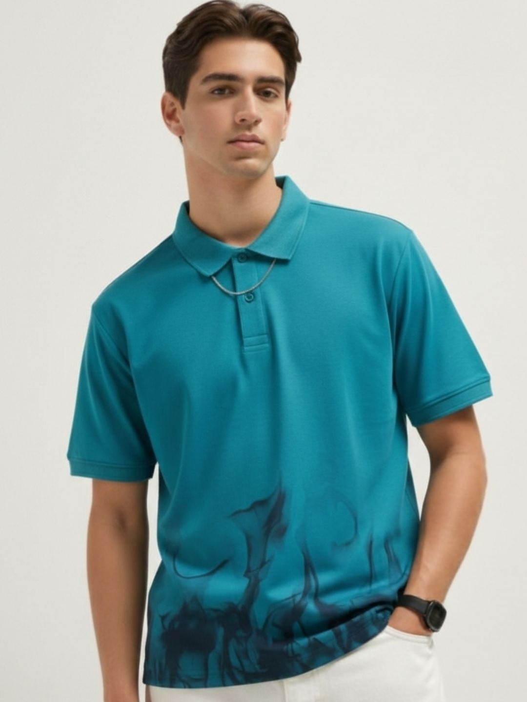 glitchez Men Printed Polo Collar T-shirt