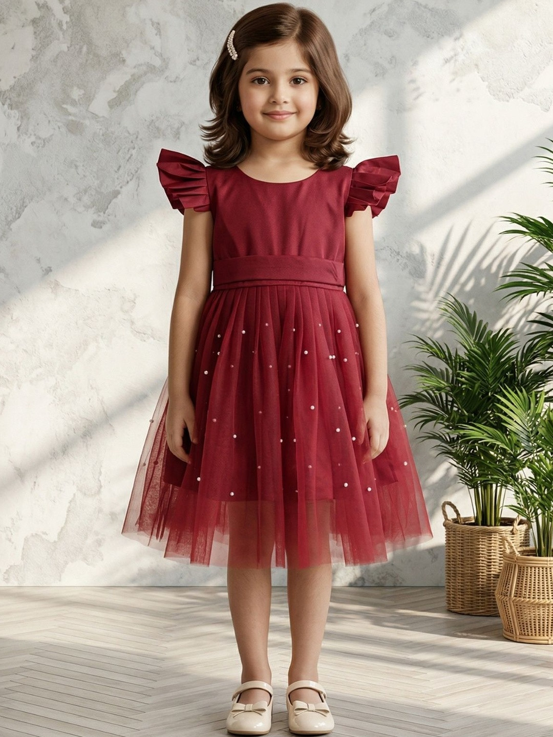 Dripteen Puff Sleeve Satin Fit & Flare Dress