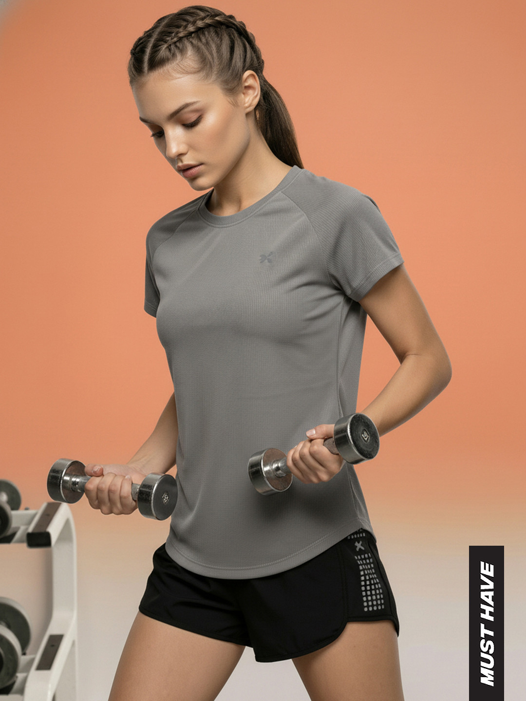 HRX by Hrithik Roshan Textured Rapid-Dry Training T-shirt
