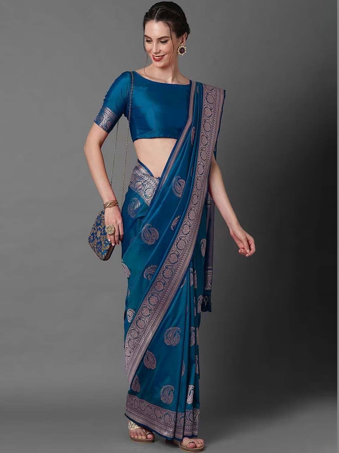LARISHA Embellished Silk Blend Designer Banarasi Saree