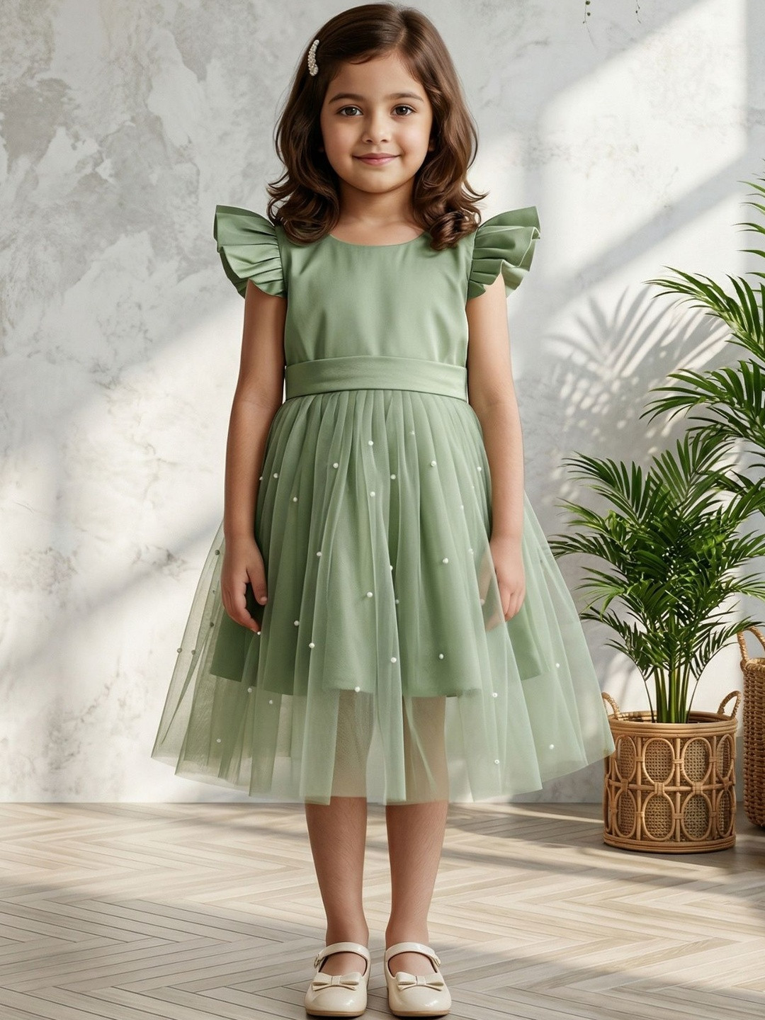 Dripteen Puff Sleeve Satin Fit & Flare Dress