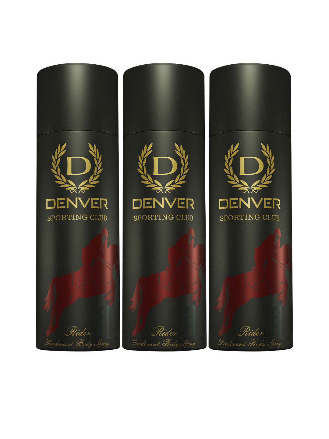 Denver Men Set of 3 Sporting Club Rider Deodorant Body Spray - 180 ml each