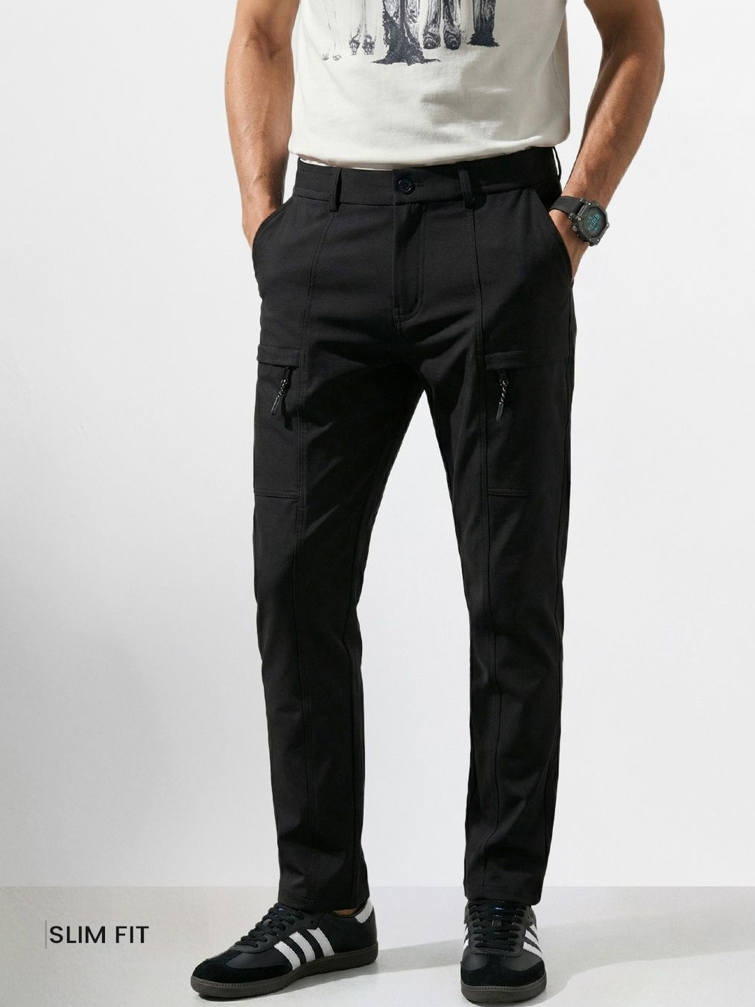 The Indian Garage Co Men Slim Fit Cargos Trousers