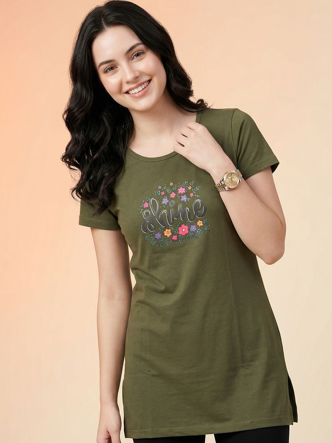 VERO AMORE Printed Round Neck Lounge Tshirts