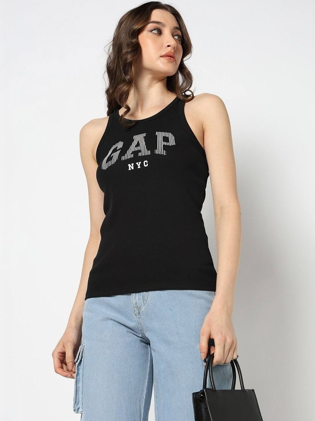 GAP Graphic Printed Slim-Fit Round Neck Tank T-Shirt