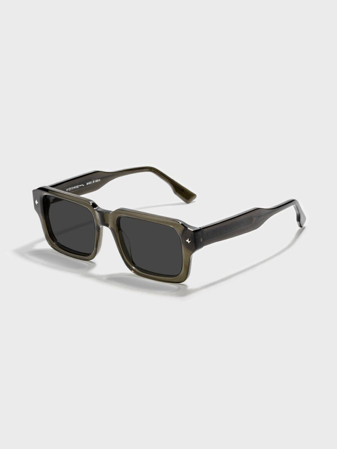SAM & MARSHALL Unisex Black Lens & Green Square Sunglasses with