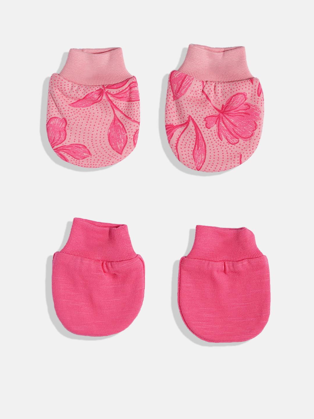 mothercare Infant Girls Pack Of 2 Pure Cotton Printed Mittens