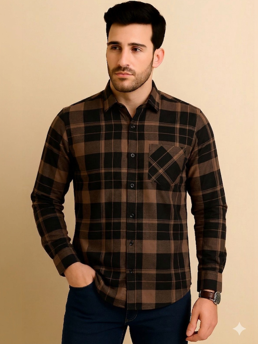 SONISHQ Men Original Slim Fit Checked Shirt