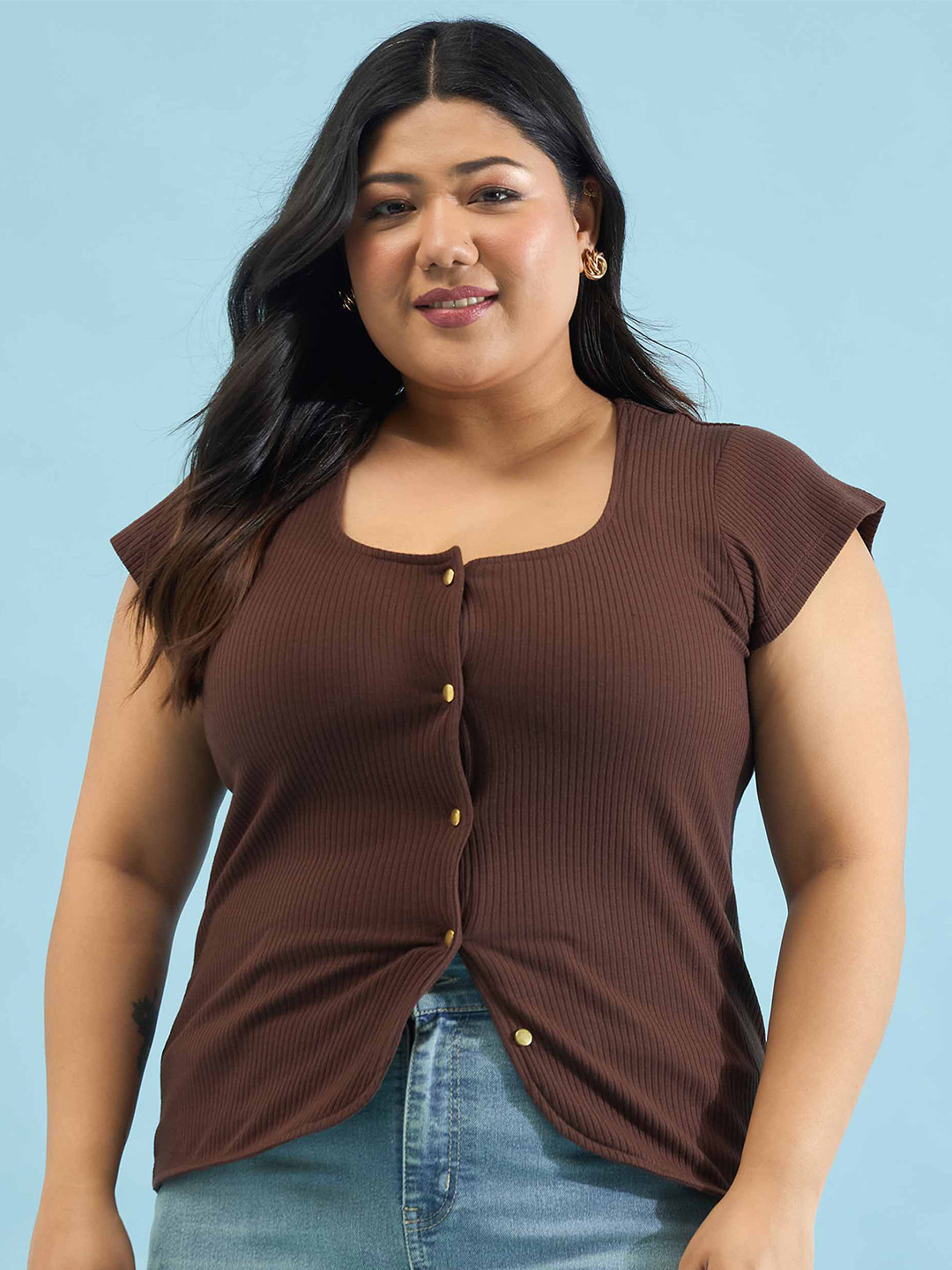 SASSAFRAS Curve Cape Sleeve Cotton Top