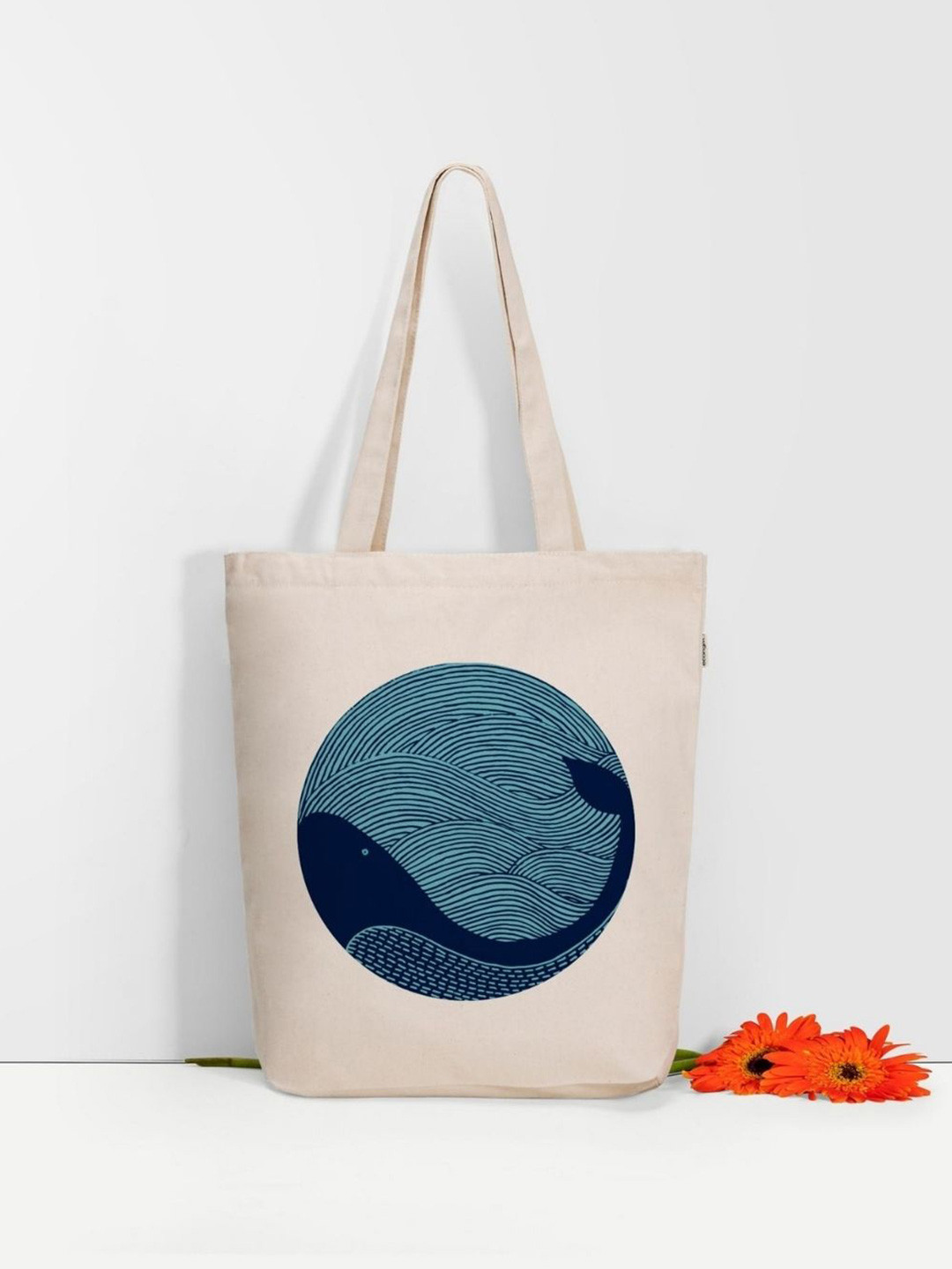 EcoRight Zipper Tote Bag - Whale Doodle