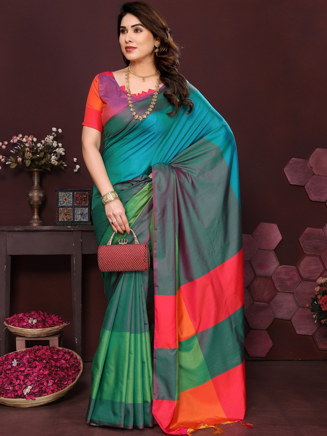 BilloRani Silk Blend Designer Saree