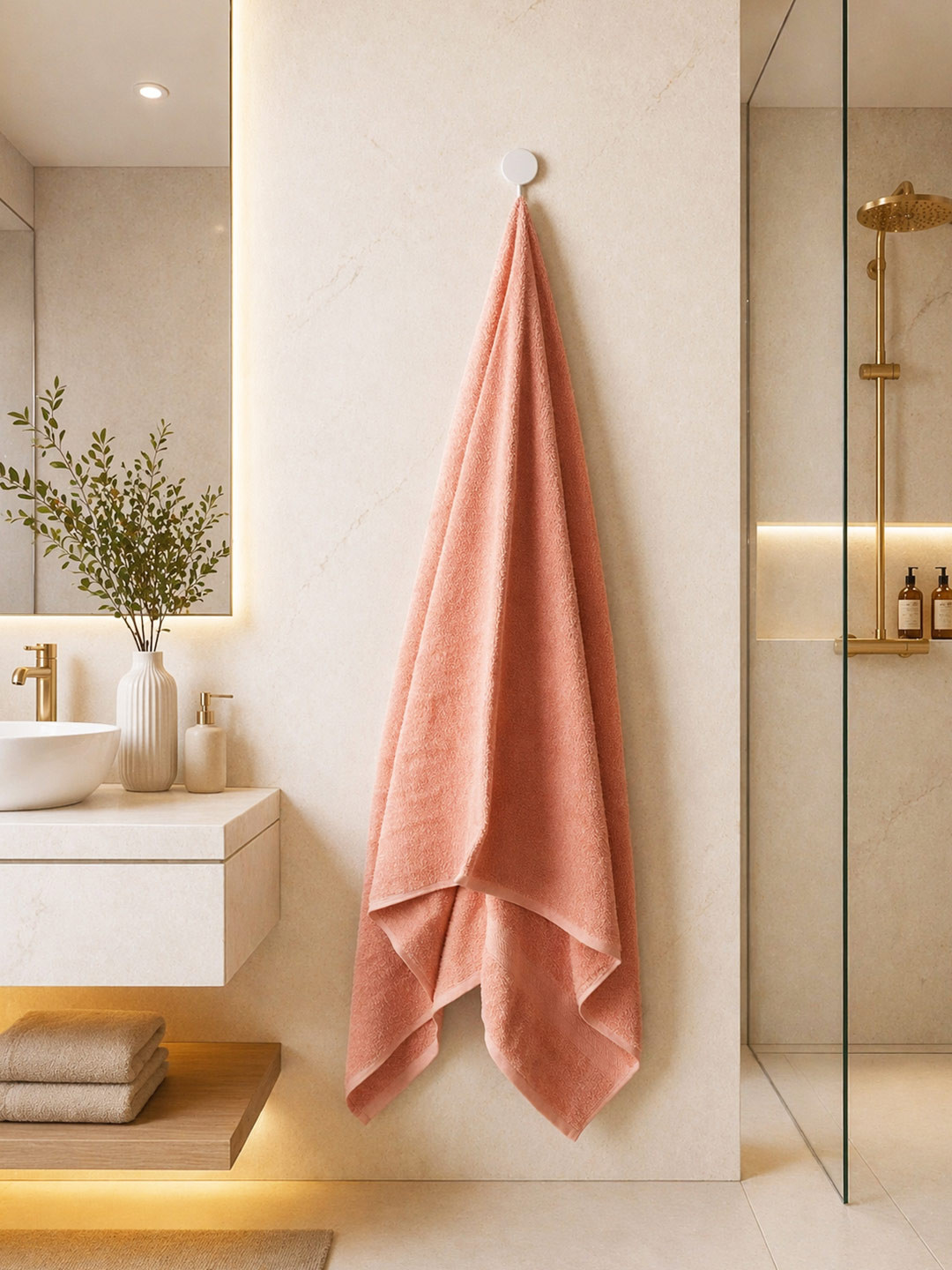 Portico New York Signature Coral & Peach-Coloured 1 Cotton 400 GSM Bath Towel
