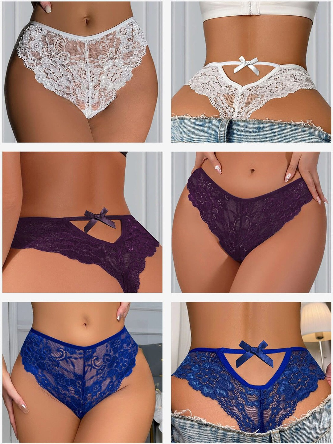 LaOrra Women Pack of 3 Floral Lace Assorted Bikini