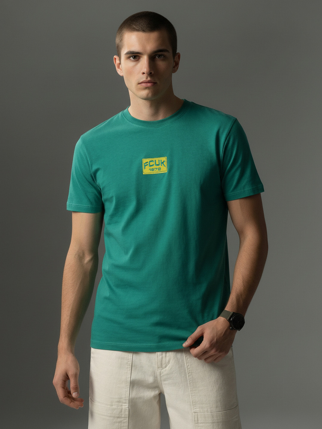 FCUK Brand Logo Printed Pure Cotton T-shirt