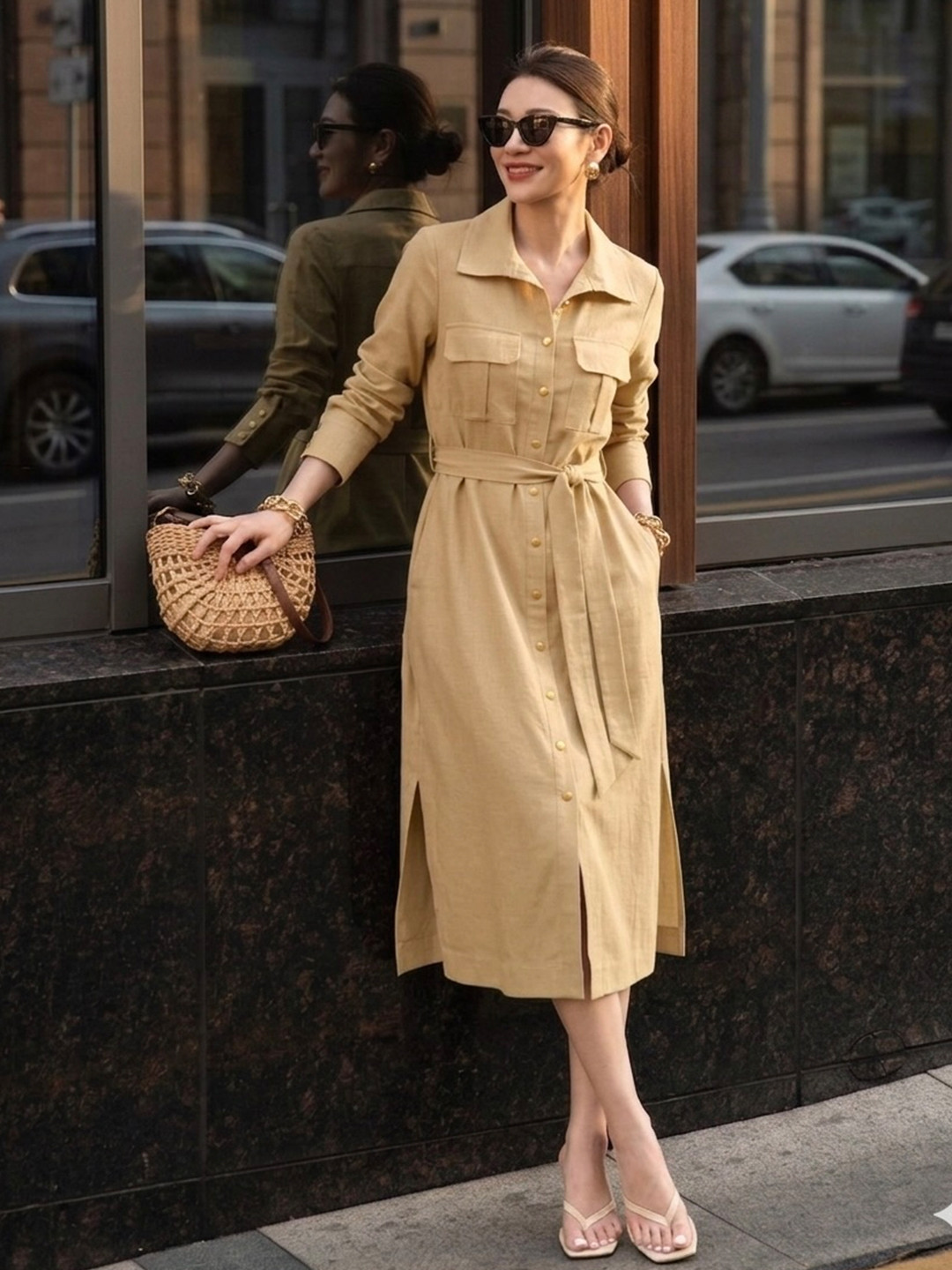 KUSHNI Shirt Midi Dress