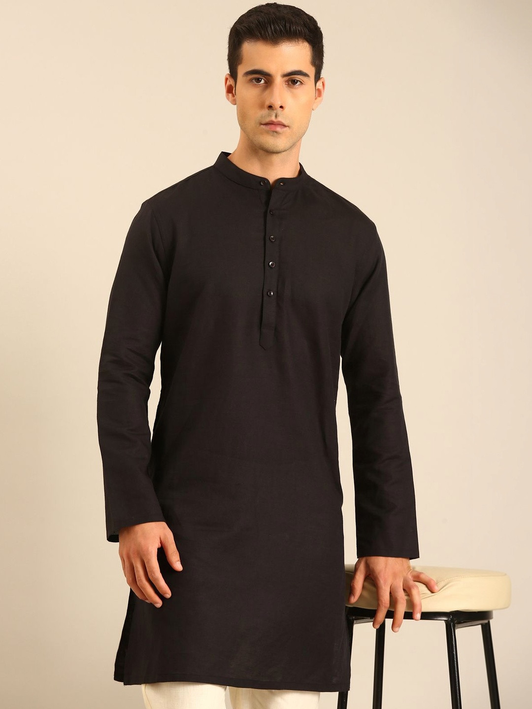 Linen Club Men Solid Linen Kurta