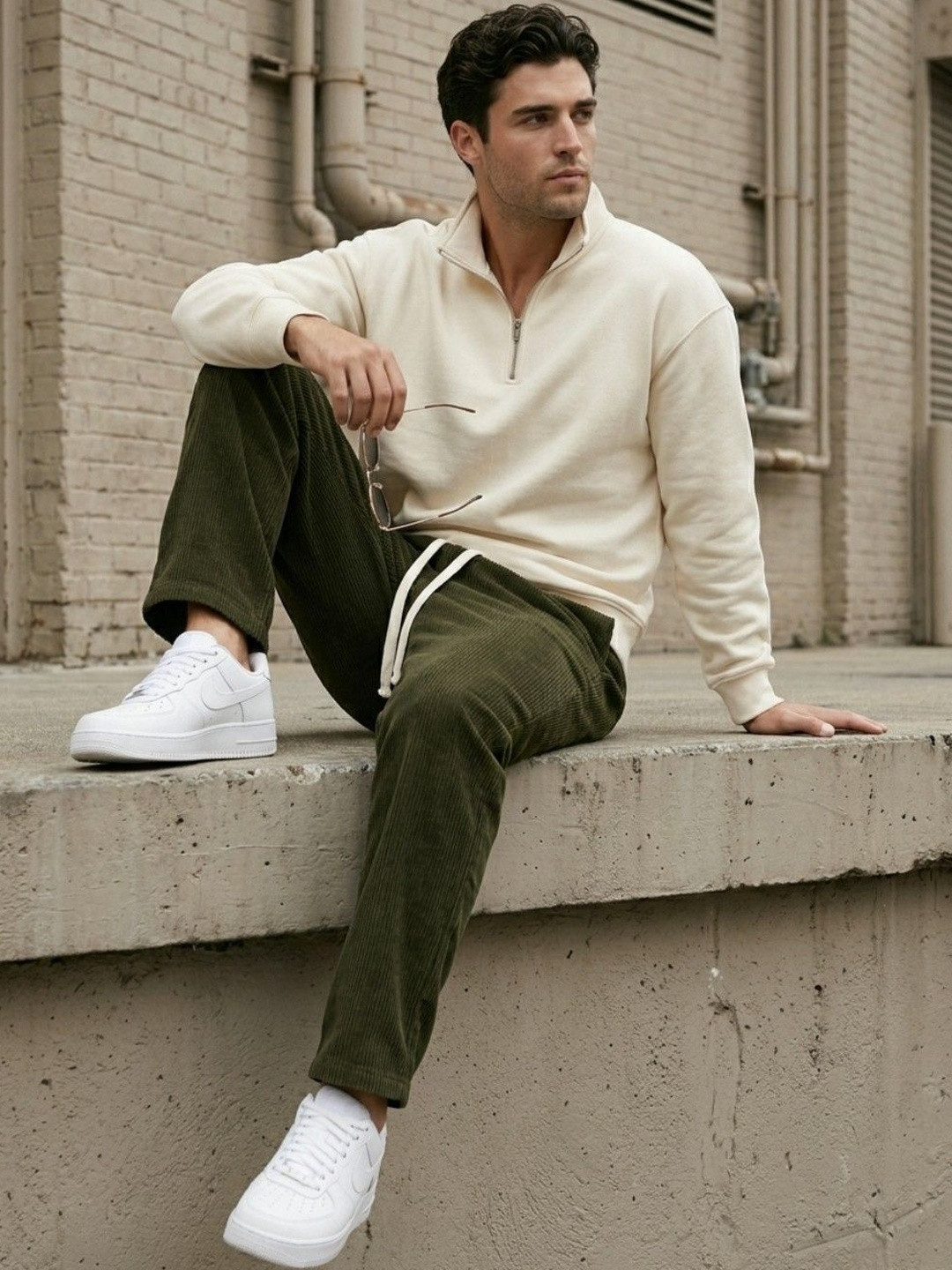 glitchez Men Smart Corduroy Trousers