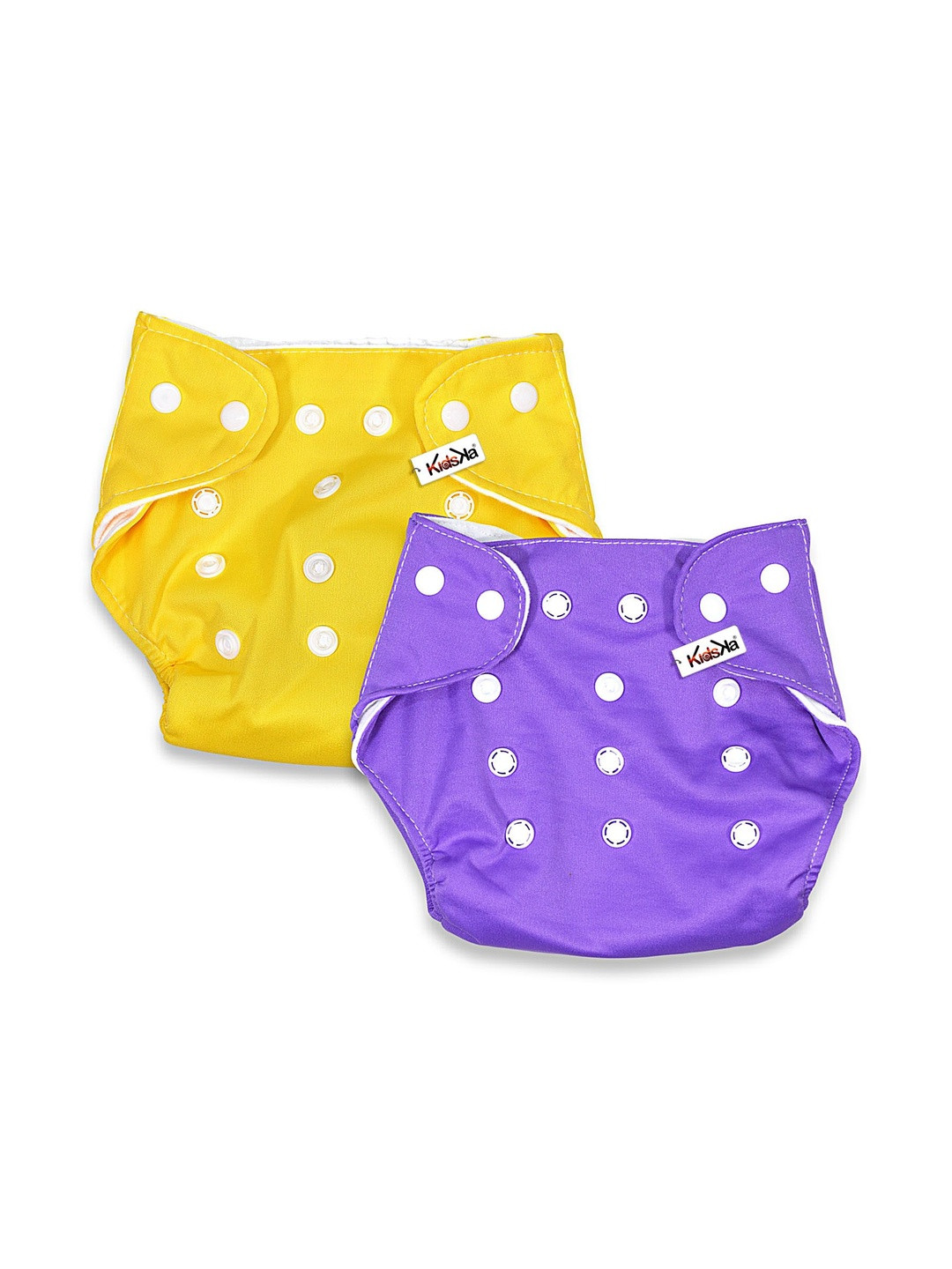 KIDSKA Set Of 2 Reusable Adjustable Button Diapers for 0 to 24 Months