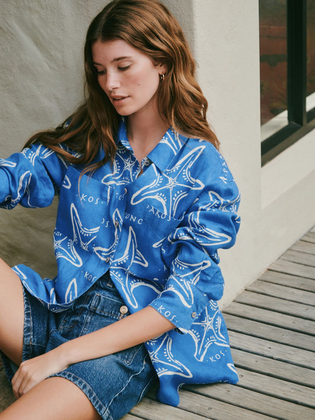 NEXT Pure Linen Conversational Printed Oversized Casual Shirt